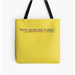 "Books are the key to smart." - Nate Bargatze All Over Print Tote Bag