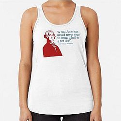 What's in a hot dog? Nobody knows. - Nate Bargatze Racerback Tank Top