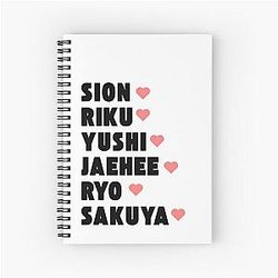 NCT WISH with member names K-pop group design Spiral Notebook