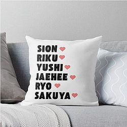 NCT WISH with Member Names Kpop Group Design Throw Pillow