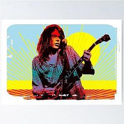 Neil Young psychedelic graphic Poster