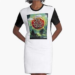 Neil Young Harvest Moon Graphic T-Shirt Dress