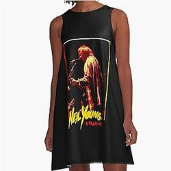 70s 80s Neil Young Classic A-Line Dress