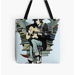 Neil Young with books and wings All Over Print Tote Bag
