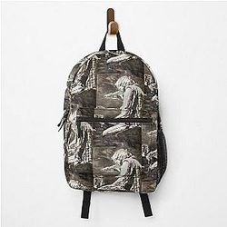 Fruitcake sepia ink painting of Neil Young Harvest Backpack