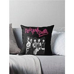 New York Dolls - Black  Throw Pillow