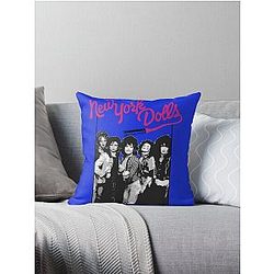 New York Dolls - Black  T-Shirt Throw Pillow