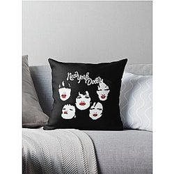 New York Dolls Classic Retro Faces Logo Throw Pillow