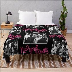 New York Dolls - White  Throw Blanket
