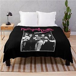 New York Dolls - White  Throw Blanket