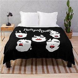 New York Dolls Classic Retro Faces Logo Throw Blanket