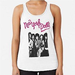 New York Dolls - White  Racerback Tank Top