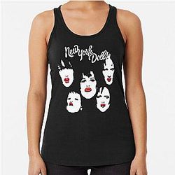 New York Dolls Classic Retro Faces Logo Racerback Tank Top
