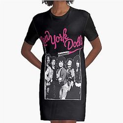 New York Dolls - White Graphic T-Shirt Dress