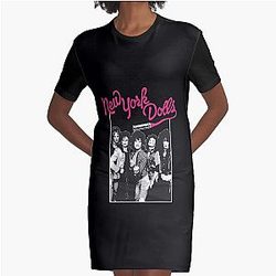 New York Dolls - White  Graphic T-Shirt Dress