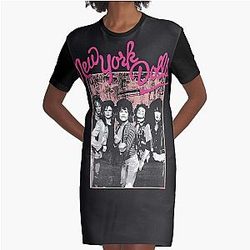 New York Dolls - Pink Graffiti Graphic T-Shirt Dress