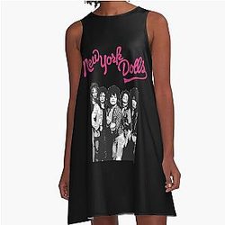 New York Dolls - Black  A-Line Dress