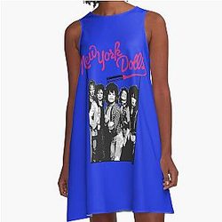 New York Dolls - Black  T-Shirt A-Line Dress