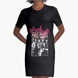 New York Dolls - Pink Graffiti T-Shirt Graphic T-Shirt Dress