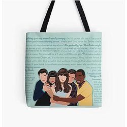 new girl cast and quotes All Over Print Tote Bag