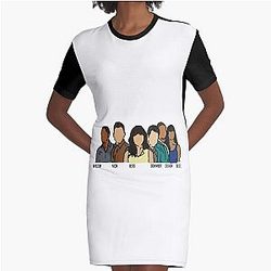 New Girl with Names Graphic T-Shirt Dress