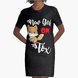 new girl op vos grappig cadeau voor mama vader echtgenoot moeders Graphic T-Shirt Dress