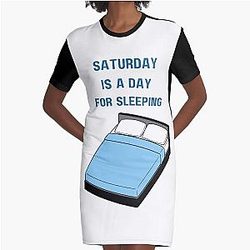 Saturday is a Day for Sleeping - New Girl Winston Graphic T-Shirt Dress