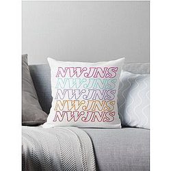 NewJeans NWJNS, New Jeans Logo and Mascot Bunny, Kpop NWJNS Merch, Ditto Throw Pillow