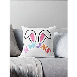 NewJeans Bunny Ears, New Jeans Logo and Mascot Bunny, Kpop NWJNS Merch, Ditto Throw Pillow