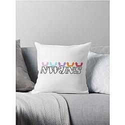 NWJNS Bunnies, New Jeans Logo and Mascot Bunny, Kpop NewJeans Merch, Ditto Throw Pillow