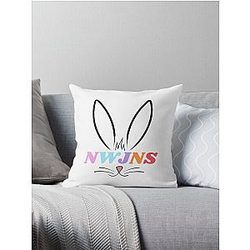 NewJeans K-Pop Group, New Jeans Logo and Mascot Bunny, Kpop NWJNS Merch, Ditto Throw Pillow