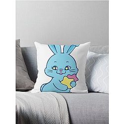 NewJeans Winter Star Bunny in Blue Throw Pillow