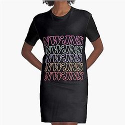 NewJeans NWJNS, New Jeans Logo and Mascot  Graphic T-Shirt Dress