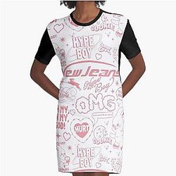NewJeans K-POP Fan Art Graphic T-Shirt Dress