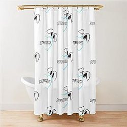 NewJeans Heart Bunny, New Jeans Logo and Mascot Bunny, Kpop NWJNS Merch, Ditto Shower Curtain