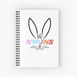 NewJeans K-Pop Group, New Jeans Logo and Mascot Bunny, Kpop NWJNS Merch, Ditto Spiral Notebook