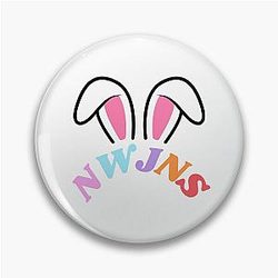 NewJeans Bunny Ears, New Jeans Logo and Mascot Bunny, Kpop NWJNS Merch, Ditto Pin