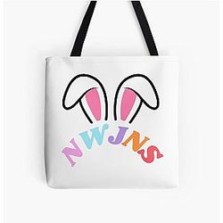 NewJeans バニーイヤー、新ジーンズロゴ、マスコット・バニー、Kpop NWJNS Merch、Ditto All Over Print Tote Bag