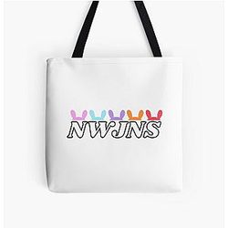 NWJNS Bunnies, New Jeans Logo and Mascot Bunny, Kpop NewJeans Merch, Ditto All Over Print Tote Bag