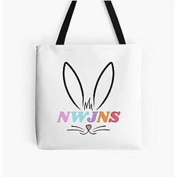 NewJeans K-Pop Group, New Jeans Logo and Mascot Bunny, Kpop NWJNS Merch, Ditto All Over Print Tote Bag