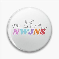 NewJeans K-Pop Group, New Jeans Logo and Mascot Bunny, Kpop NWJNS Merch, Ditto Pin