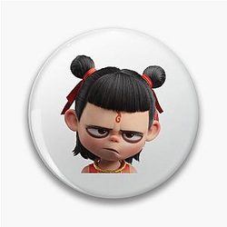 Grumpy Nezha Cartoon Face Pin