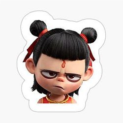 Grumpy Nezha Cartoon Face Sticker