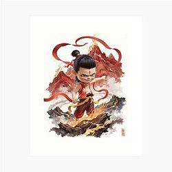 Ne Zha ink art print