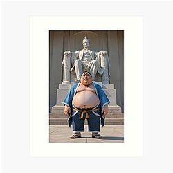 Ne Zha 2 Taiyi Zhenren takes photo in front of Lincoln statue in United States Art Print