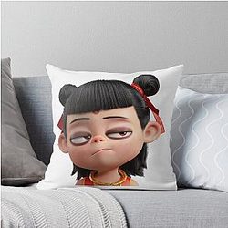 Unimpressed Nezha Face Throw Pillow