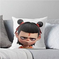 Grumpy Nezha Cartoon Throw Pillow