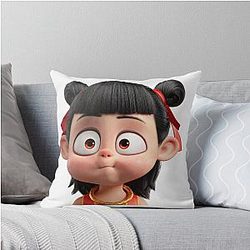 Cute Nezha Emotional Face Throw Pillow