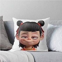 Confident Ne Zha Sneak Look Throw Pillow