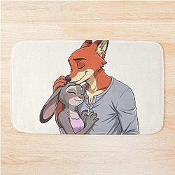 Zootopia Nick Wilde and Judy Hopps - Fox and Bunny Movie Character Art Bath Mat